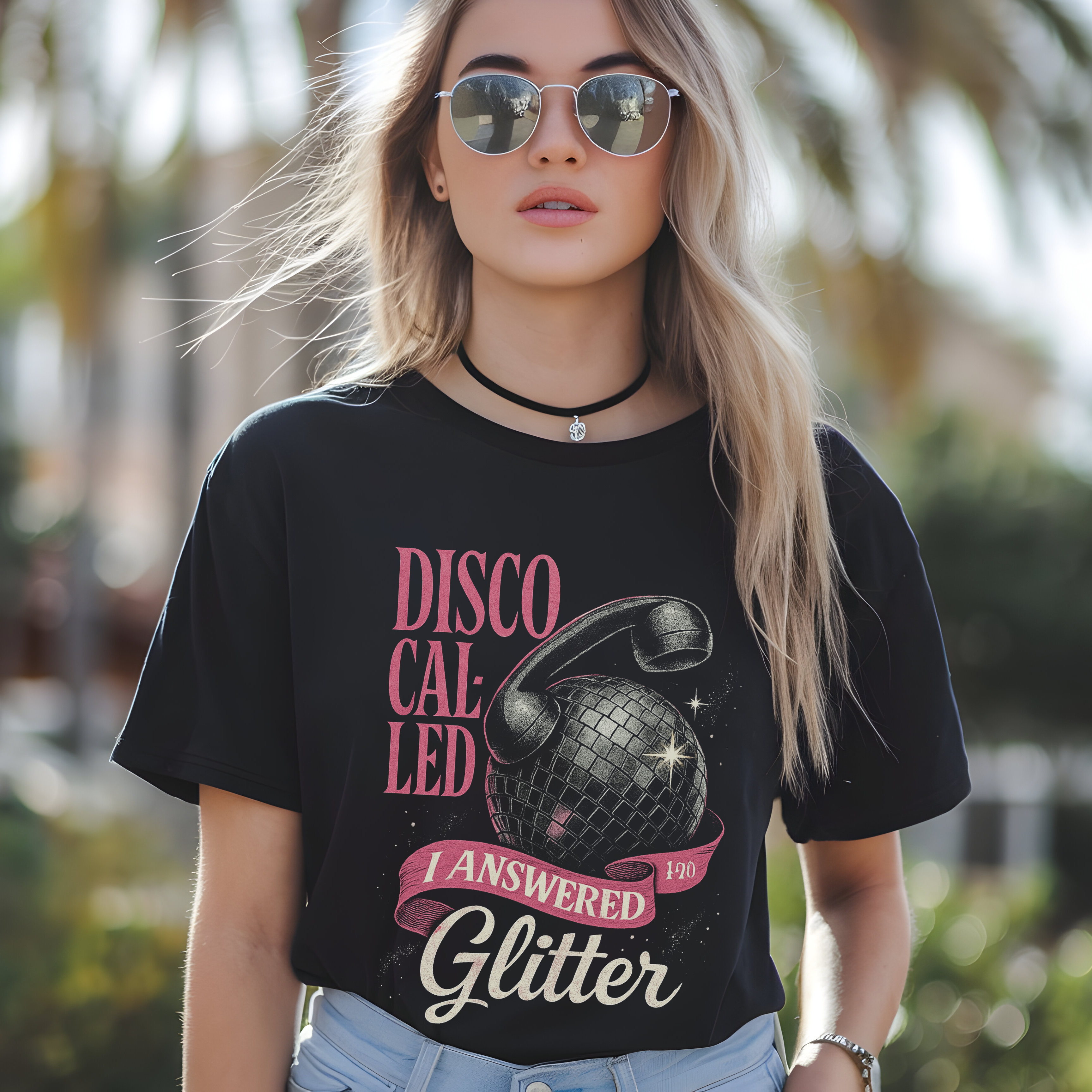Disco Called  I Answered Glitter – Unisex Party Tričko | Retro Disco koule
