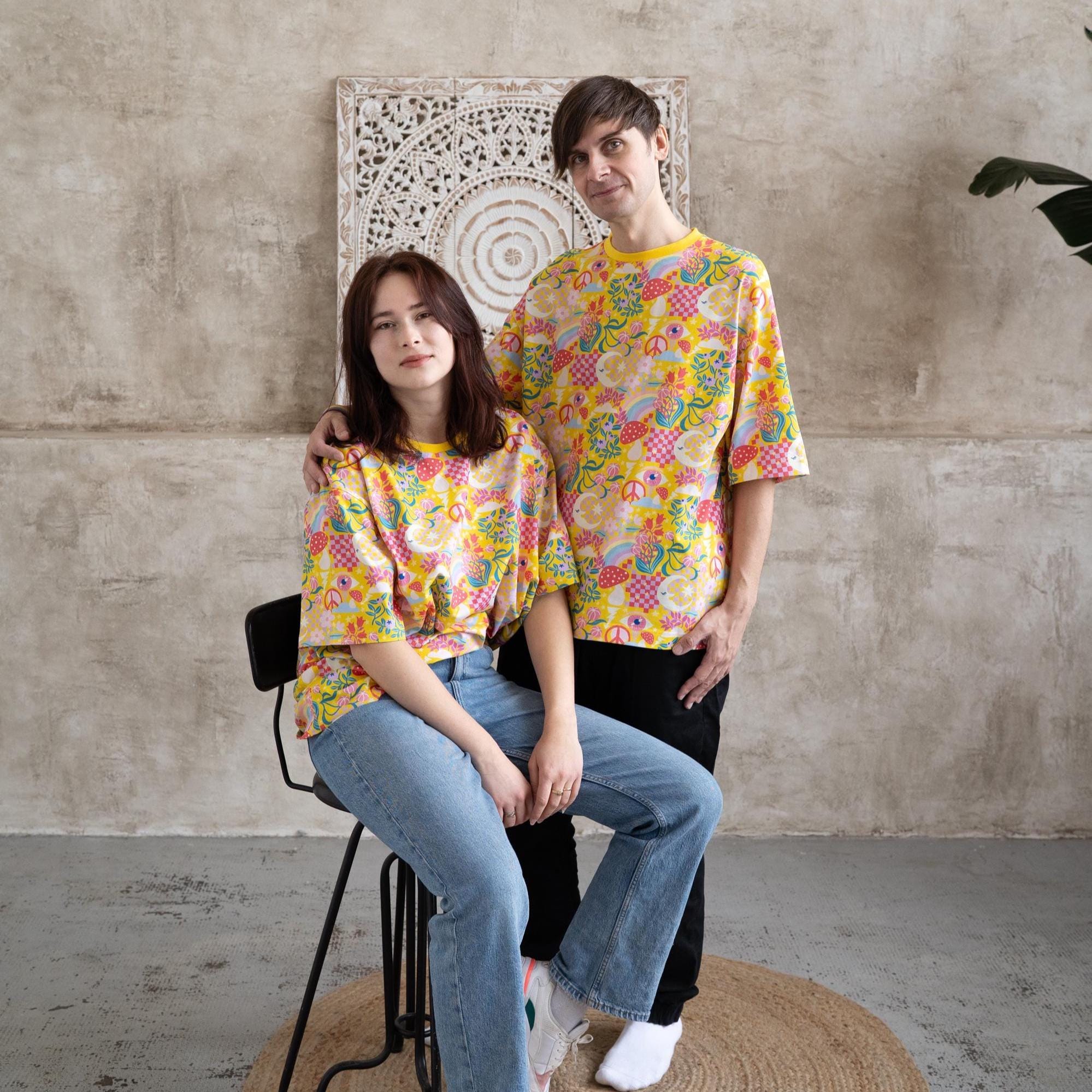 Rainbow Fighter T-Shirt | Oversized Unisex Boxy Fit Tee | Bold Rainbow Print Streetwear | Organic Cotton Dopamine Graphic Top XS–5XL