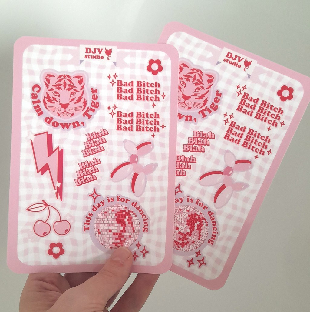 Dopaminový samolepkový arch – lesklé voděodolné samolepky Sweet & Edgy