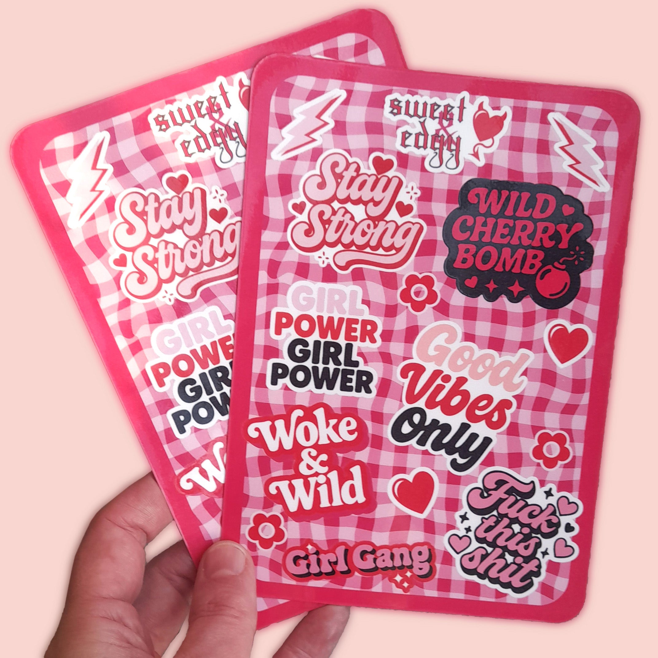 Samolepkový arch Girl Energy Power – lesklé voděodolné samolepky pro odvážné holky