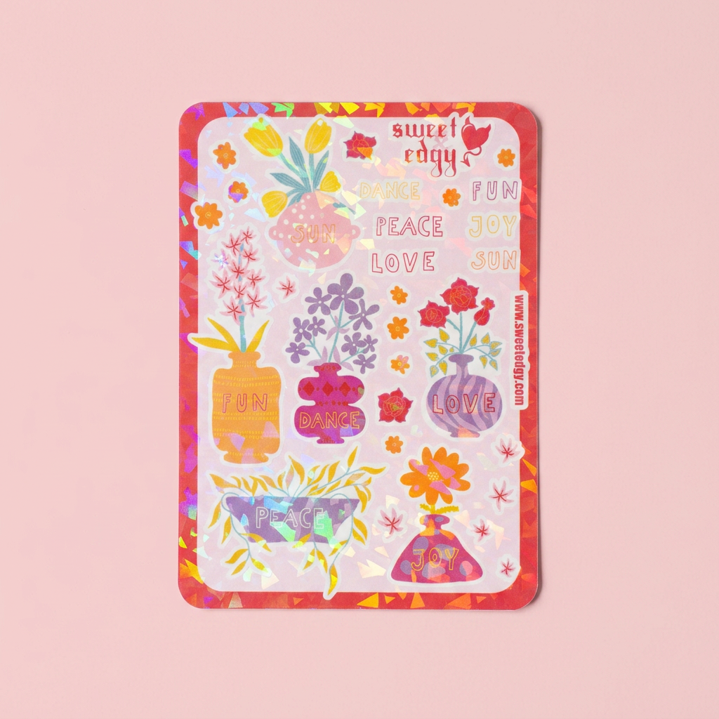Girl Energy Power sticker sheet – shiny waterproof stickers for bold girls