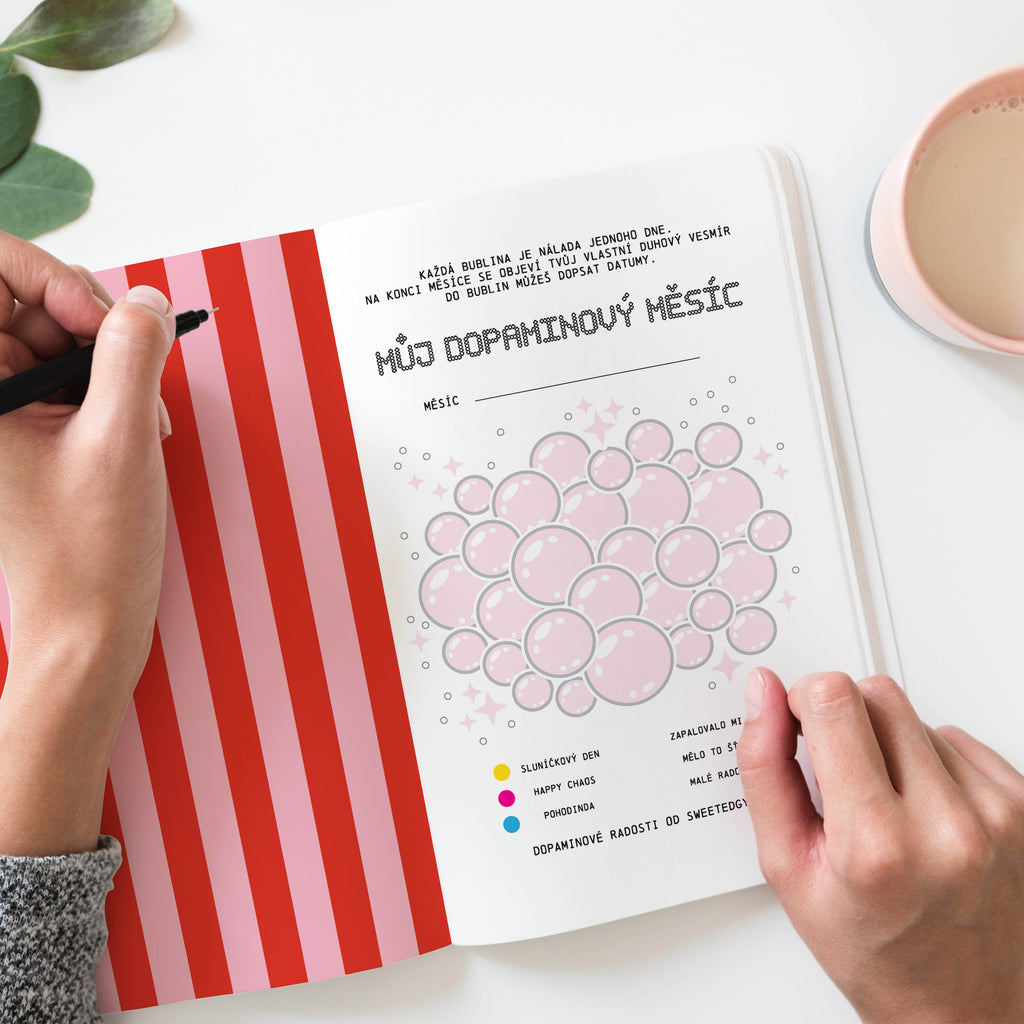 Dopaminový printable pack zdarma – designové papíry, samolepky a mood tracker ke stažení (A4 PDF)