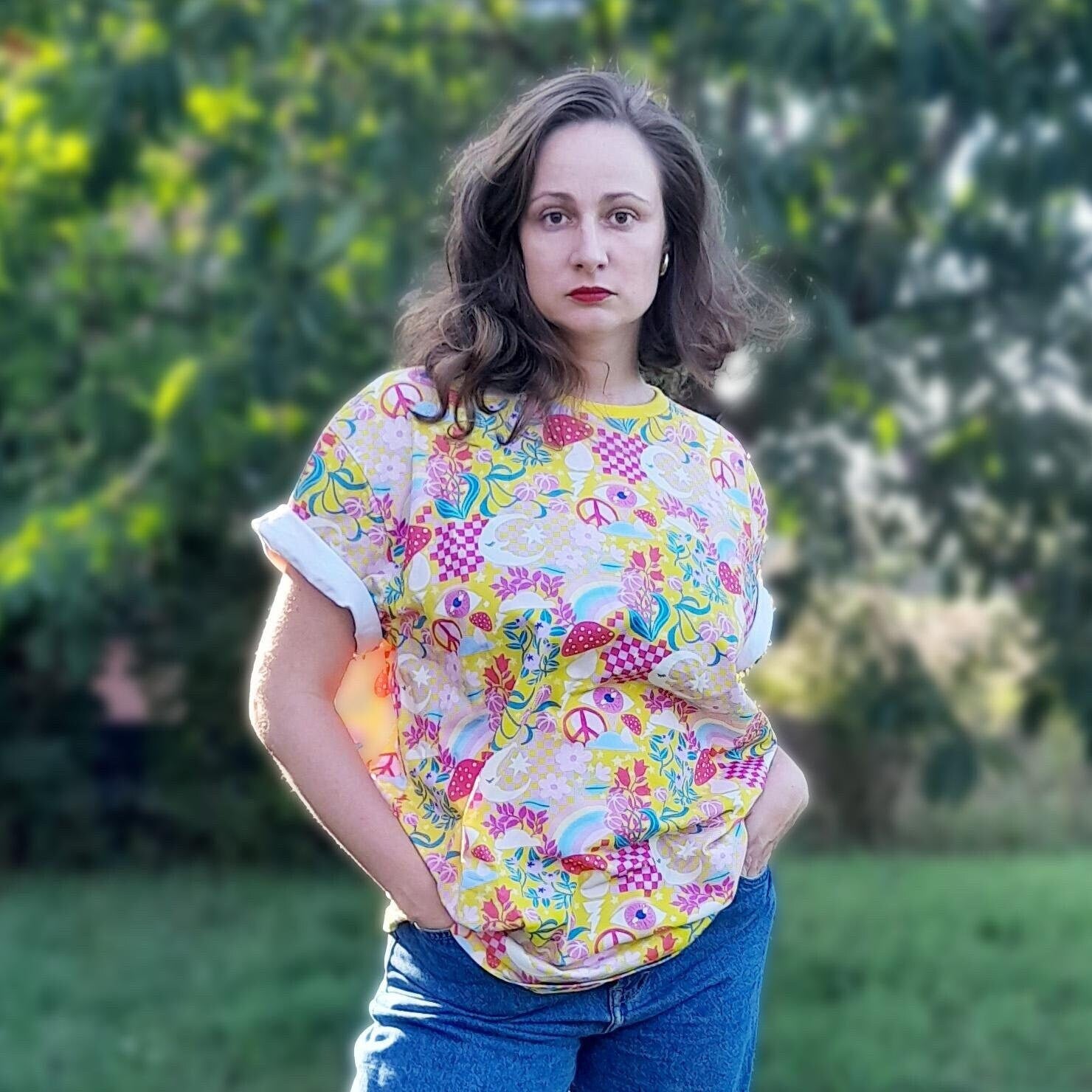 Rainbow Fighter T-Shirt | Oversized Unisex Boxy Fit Tee | Bold Rainbow Print Streetwear | Organic Cotton Dopamine Graphic Top XS–5XL