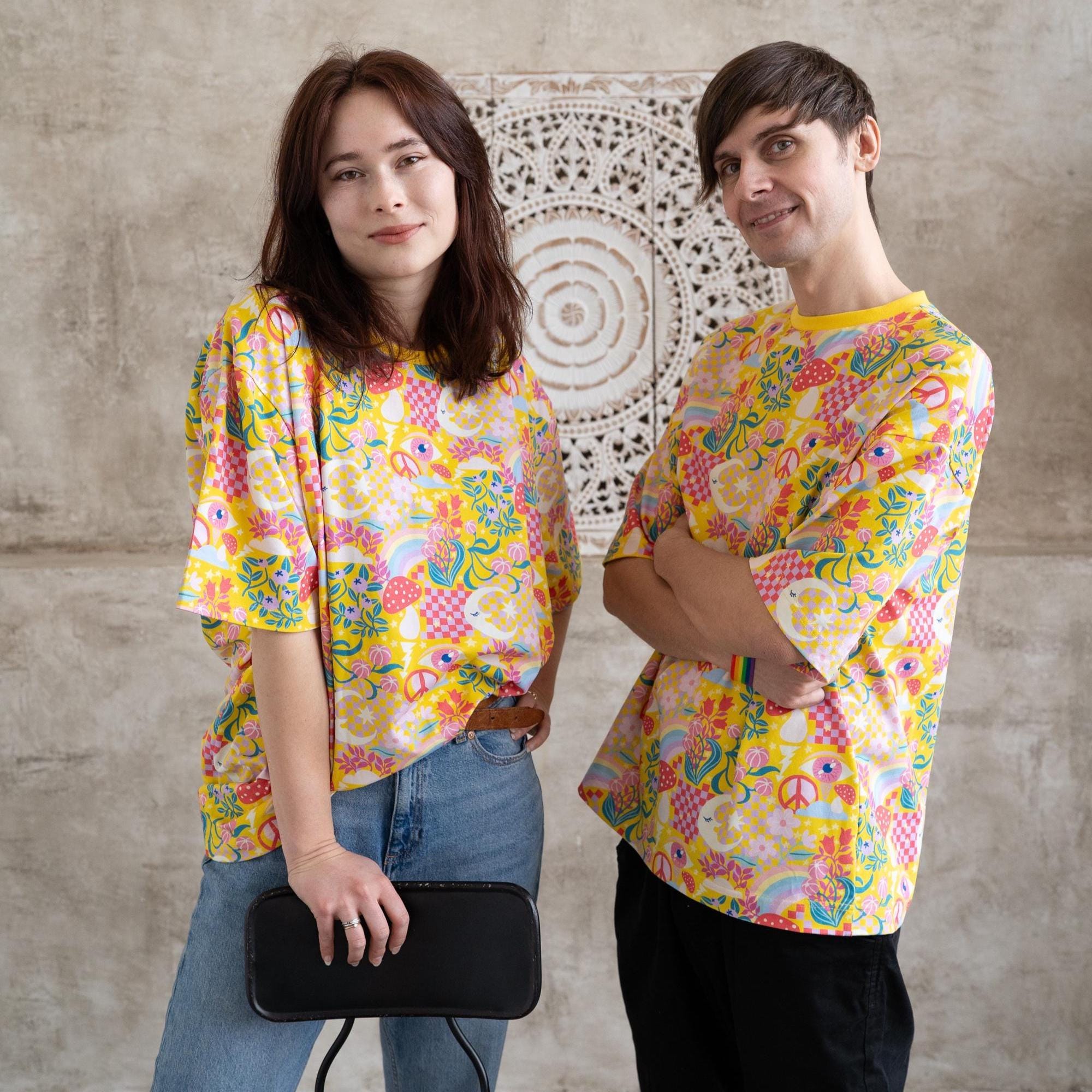 Rainbow Fighter T-Shirt | Oversized Unisex Boxy Fit Tee | Bold Rainbow Print Streetwear | Organic Cotton Dopamine Graphic Top XS–5XL