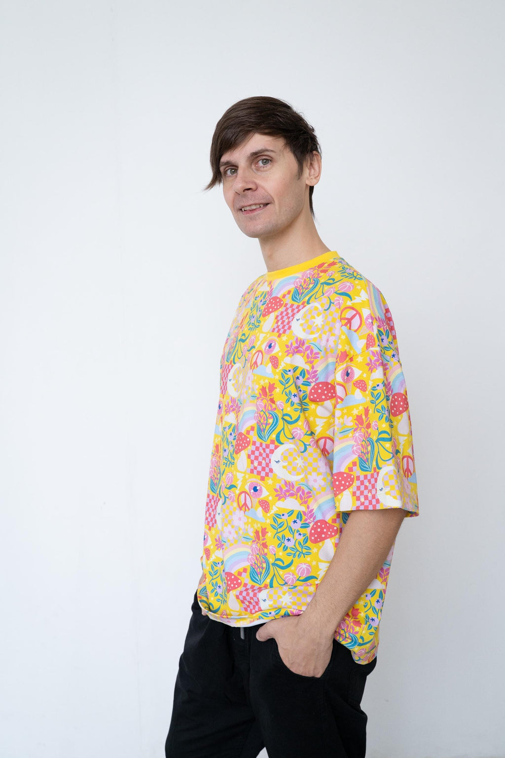 Rainbow Fighter T-Shirt | Oversized Unisex Boxy Fit Tee | Bold Rainbow Print Streetwear | Organic Cotton Dopamine Graphic Top XS–5XL
