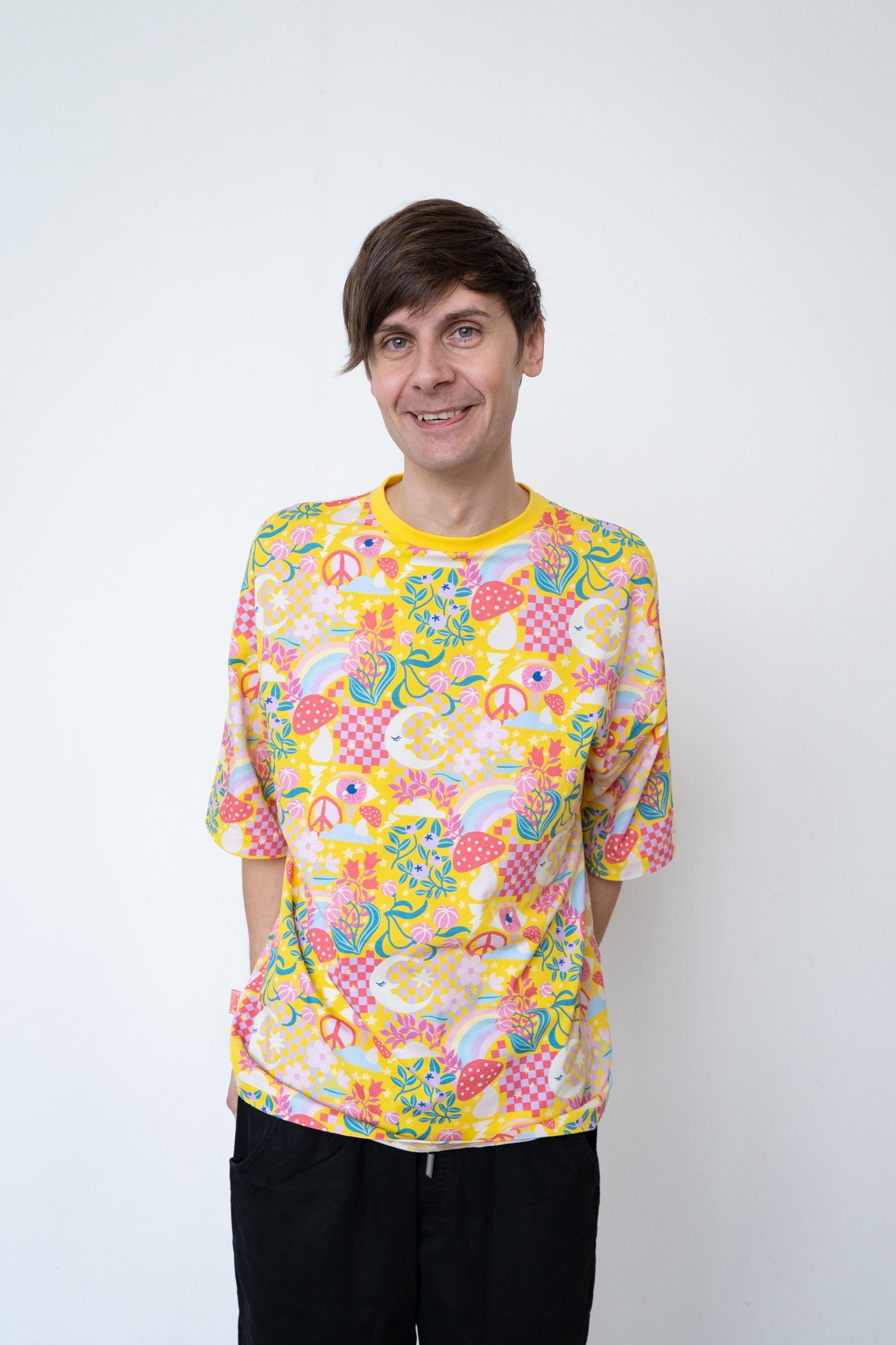 Rainbow Fighter T-Shirt | Oversized Unisex Boxy Fit Tee | Bold Rainbow Print Streetwear | Organic Cotton Dopamine Graphic Top XS–5XL