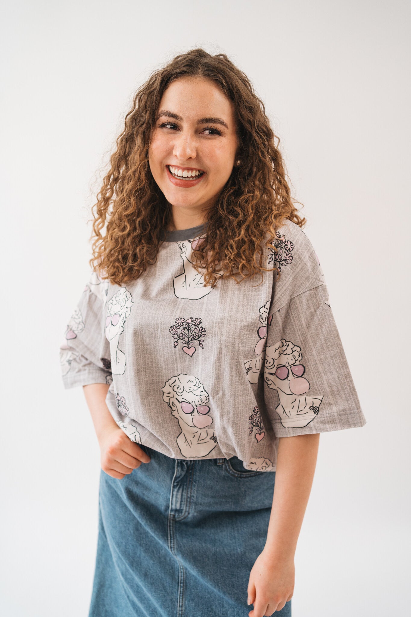 Tričko David’s Head Dopamine | Unisex Oversized Boxy Fit | Organická Bavlna s Potiskem Renesanční Sochy | Umělecké Streetwear Triko XS–5XL