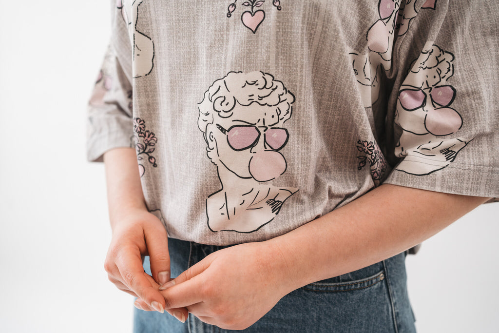 Tričko David’s Head Dopamine | Unisex Oversized Boxy Fit | Organická Bavlna s Potiskem Renesanční Sochy | Umělecké Streetwear Triko XS–5XL