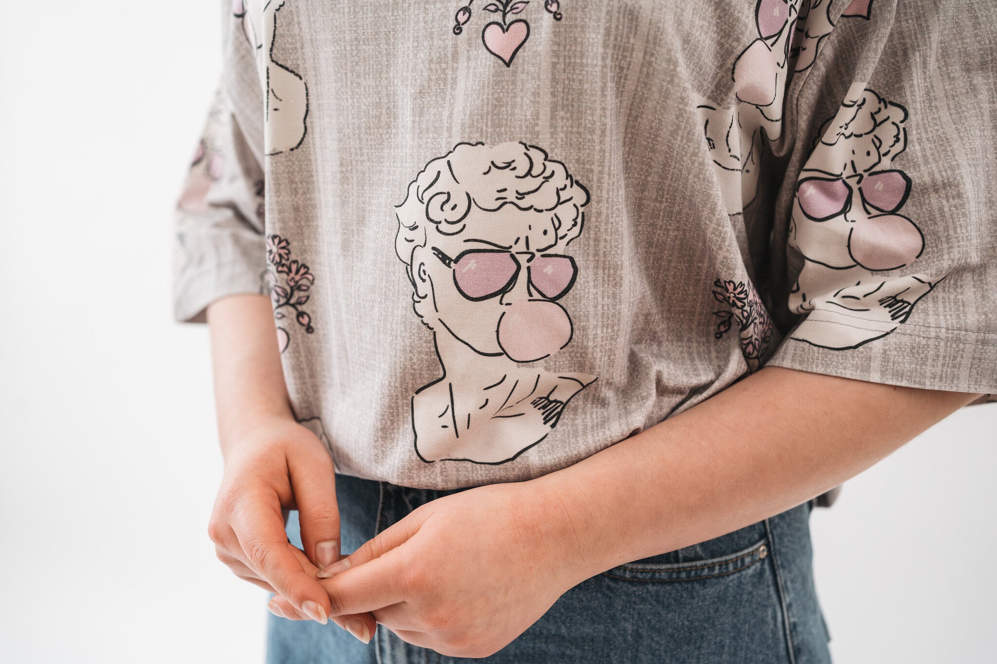 Tričko David’s Head Dopamine | Unisex Oversized Boxy Fit | Organická Bavlna s Potiskem Renesanční Sochy | Umělecké Streetwear Triko XS–5XL