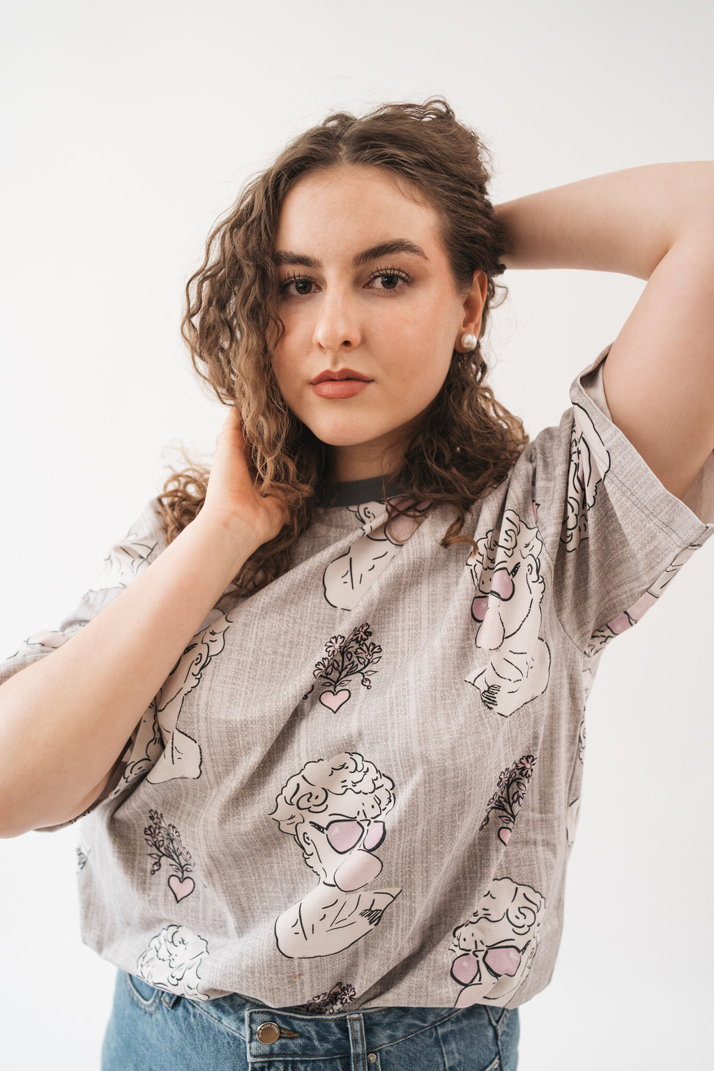 Tričko David’s Head Dopamine | Unisex Oversized Boxy Fit | Organická Bavlna s Potiskem Renesanční Sochy | Umělecké Streetwear Triko XS–5XL